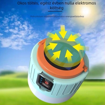 LED napelemes kempinglámpa távirányítóval, újratölthető, kültéri sátorvilágítás, 3.7V 10W