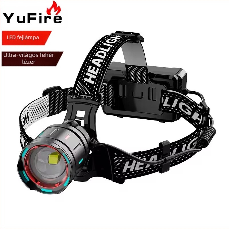 Fejre szerelhető LED spotlámpa, 25W, 360° forgás, hatótávolság >500 m, kézi hajtású energiaforrás, 1200 mAh Akku, alumíniumötvözet burkolat