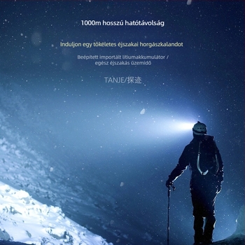 Ötfejű LED fejlámpa bányászathoz, újratölthető, 20W, 4000mAh, 100–200 m hatótáv