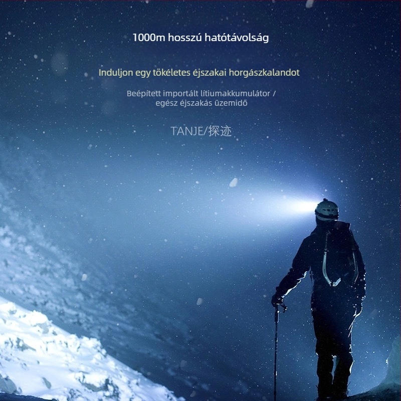 Ötfejű LED fejlámpa bányászathoz, újratölthető, 20W, 4000mAh, 100–200 m hatótáv