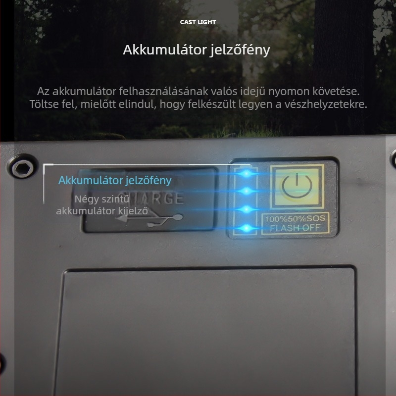 Hordozható munkalámpa, 10W, 3000mAh akkumulátor, akkumulátoros működés, fényforrás: izzó, töltési bemenet 5V1A, fénysugár 100-200 m