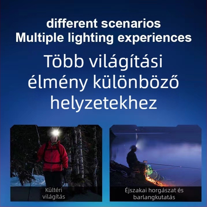 LED fejfényszóró USB-töltéses, 200 m hatótáv, vízálló, 113 g