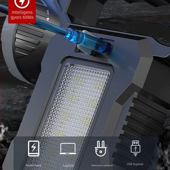 LED COB kézi zseblámpa, 10W, ABS burkolat, 1200mAh akkumulátor, 100-200 m hatótávolság