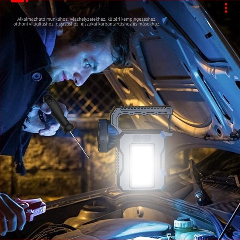 LED COB kézi zseblámpa, 10W, ABS burkolat, 1200mAh akkumulátor, 100-200 m hatótávolság