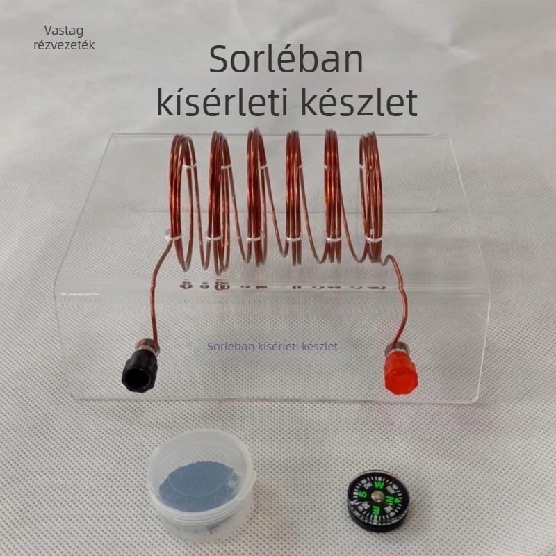 Oktatási elektromos kísérleti készlet: szolenoid, rézdrót, mágneses tű, vaspor