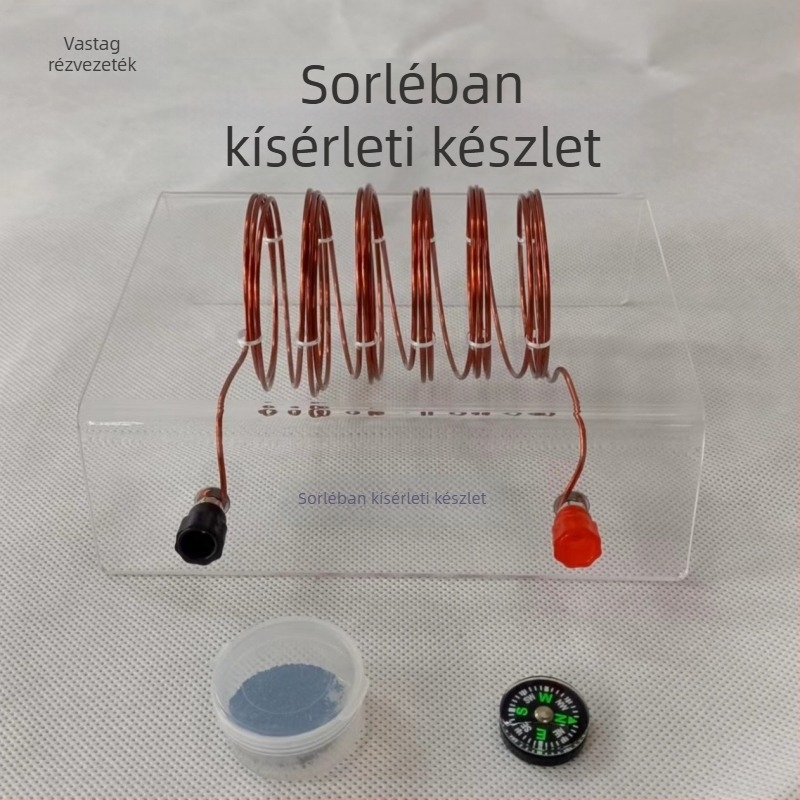 Oktatási elektromos kísérleti készlet: szolenoid, rézdrót, mágneses tű, vaspor