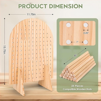 Fából készült kiállító állvány szegpanellel, modern minimalist stílus
