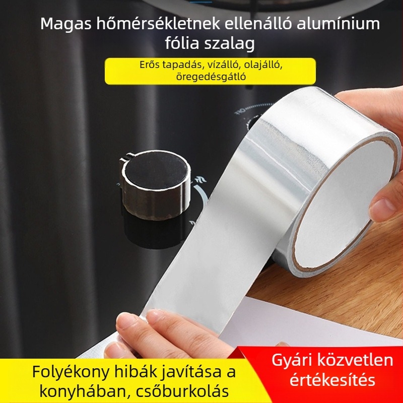 Alumíniumfóliás ragasztószalag, magas hőállóság, vízálló, önragasztó, gombaellenes