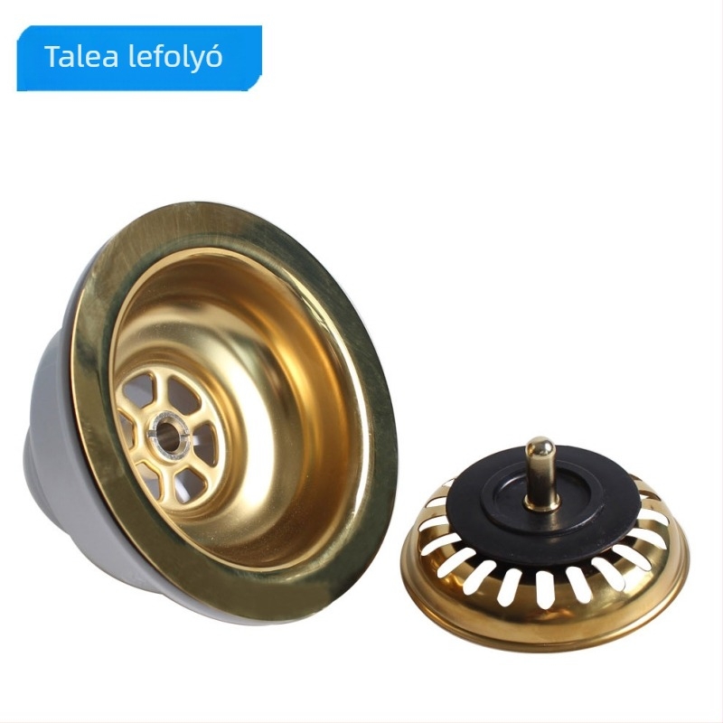 Talea mosogatótálca lefolyó XK223C034 acélgolyós testtel, aranyozott PVD bevonattal, modell XK223C034, anyag: 304 sárgaréz