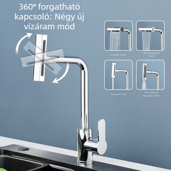 Konyhai mosogatócsaptelep, ABS anyag, kerámiás patron, függőleges szerelés, 60/80 bemenet-kimenet, modell JF001