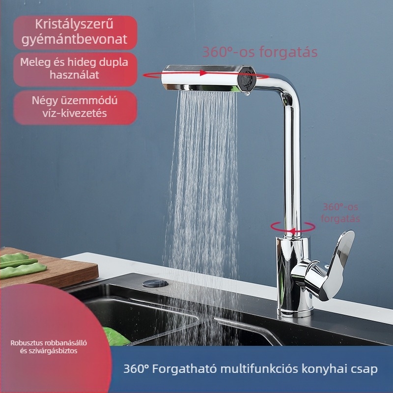 Konyhai mosogatócsaptelep, ABS anyag, kerámiás patron, függőleges szerelés, 60/80 bemenet-kimenet, modell JF001