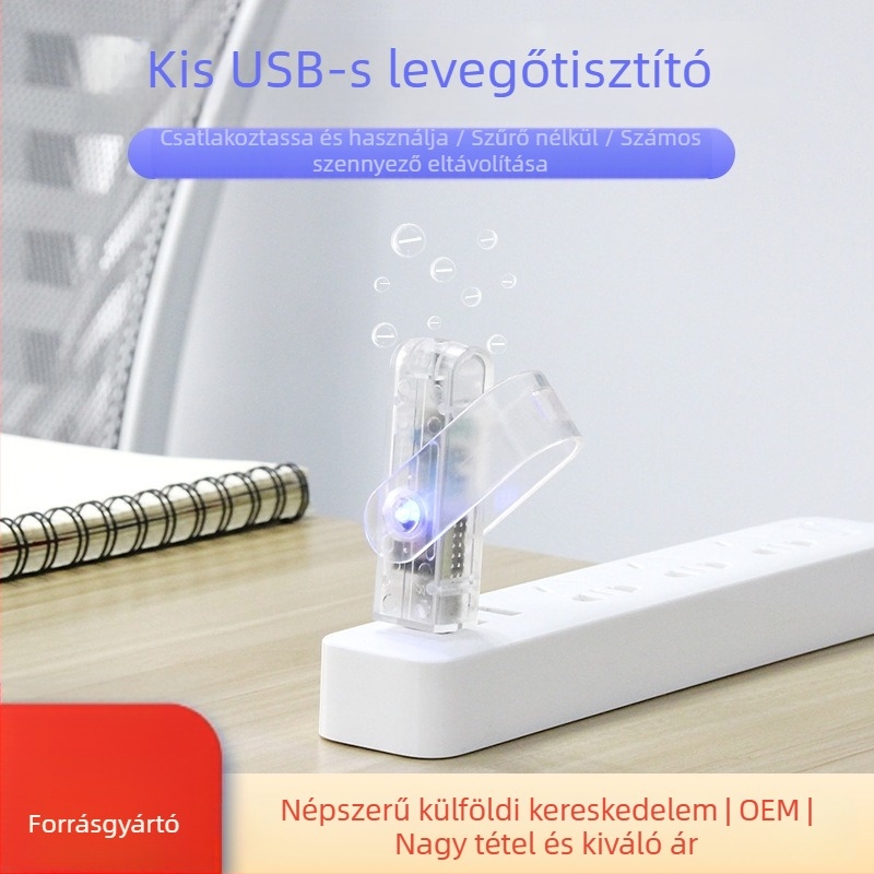 Jingcheng USB-tápellátású hordozható asztali légtisztító negatív ion technológiával – eltávolítja a füstöt, ködöt és PM2.5 por
