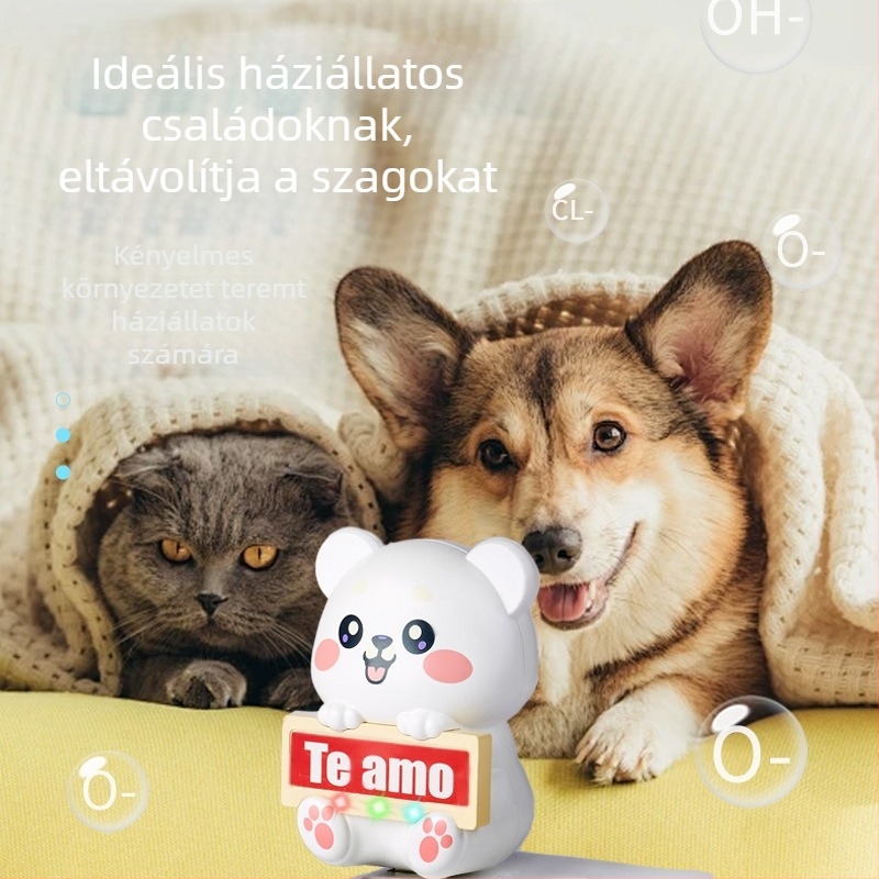 Aranyos állatos ózonos levegőtisztító otthonra és autóba, negatív ionokkal, eltávolítja a háziállatok szagait
