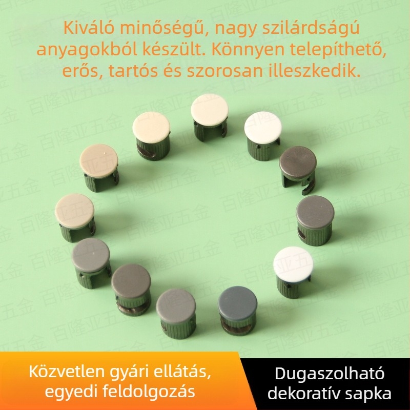 Műanyag sapka excenteres kerékhez, 10 mm-es három az egyben csatlakozó sapka, dekoratív bútor- és szekrény-kiegészítő