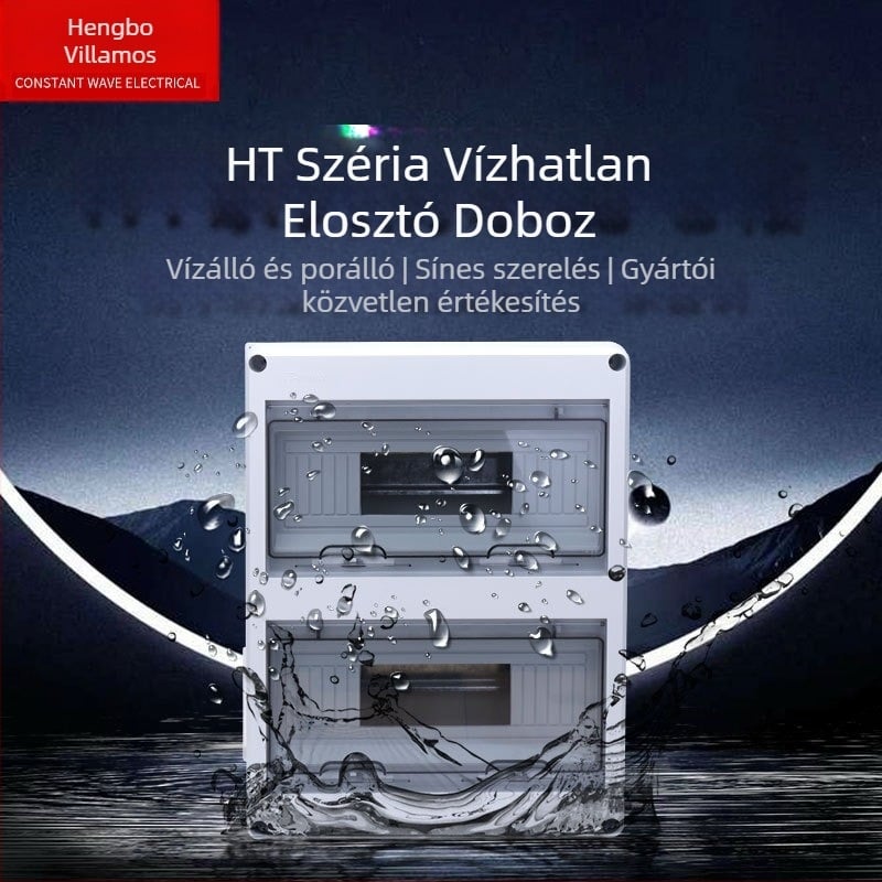 HT-24 Kültéri ABS elosztódoboz, 24 csatornás, felületre szerelt, IP65 víz- és porálló