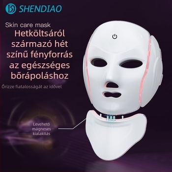 Nyakhoz tervezett fotonos szépségápolási maszk: szemmasszázs, bőrmegújítás és fényesítés, újratölthető, otthoni és professzionális használatra