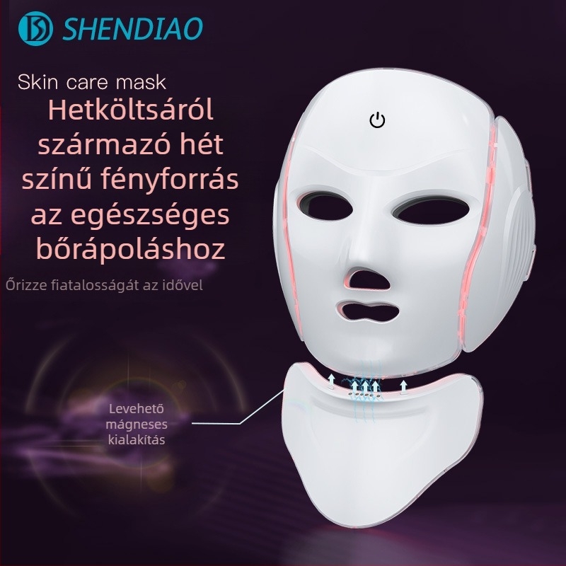 Nyakhoz tervezett fotonos szépségápolási maszk: szemmasszázs, bőrmegújítás és fényesítés, újratölthető, otthoni és professzionális használatra