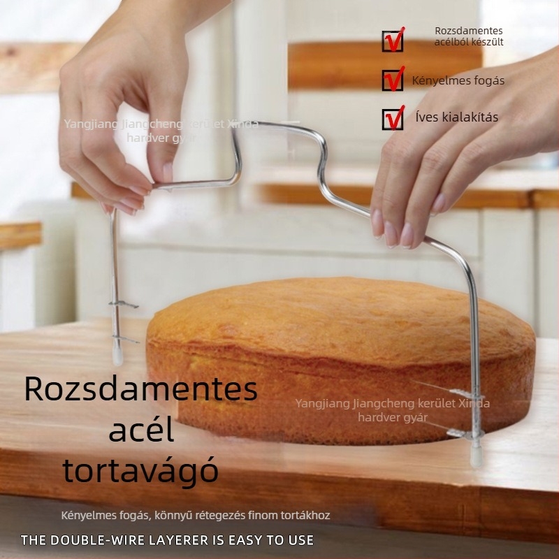 Rozsdamentes acél tortarétegező eszköz, szabálytalan alak, tortaszeleteléshez, modern minimalist design