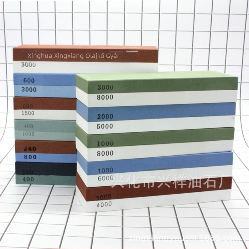 Kétoldalas köszörűkő WA1008, korundum, 3000/8000 szemcse, faipari, konyhai és sushi késekhez