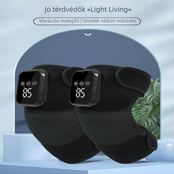 Térdmasszírozó fűtés és vibráció; melegítő térd párna forró kompresszióval; három szintű vibrációs és fűtési szabályozás; hőmérséklet 48–58°C; teljesítmény 8W; feszültség 5V