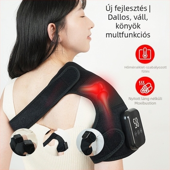 Térdmasszírozó fűtés és vibráció; melegítő térd párna forró kompresszióval; három szintű vibrációs és fűtési szabályozás; hőmérséklet 48–58°C; teljesítmény 8W; feszültség 5V
