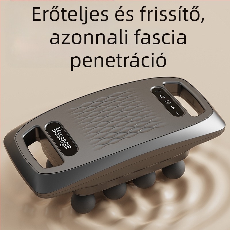 Fascia masszírozó pisztoly egész testre LCD kijelzővel, brush motor, beépített akkumulátor 1200–2000 mAh, 6+ fej, zaj ≤ 36 dB