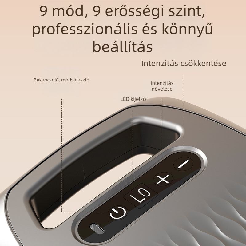 Fascia masszírozó pisztoly egész testre LCD kijelzővel, brush motor, beépített akkumulátor 1200–2000 mAh, 6+ fej, zaj ≤ 36 dB