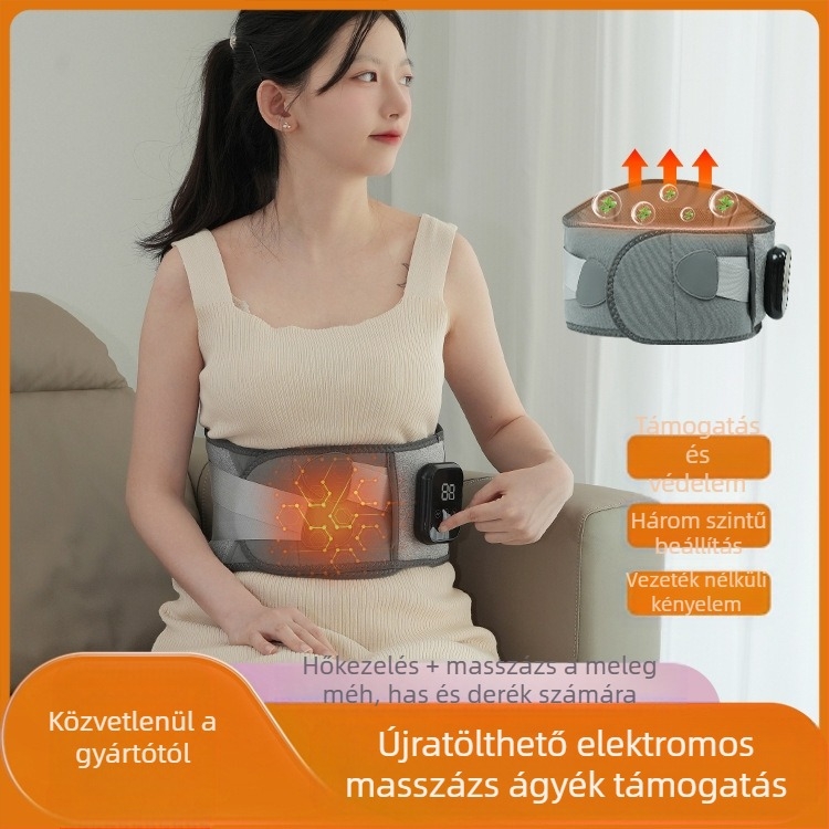 Vezeték nélküli deréköv fűtés és masszázs — újratölthető, mechanikus vezérlés, fokozatmentes sebesség, vibráció