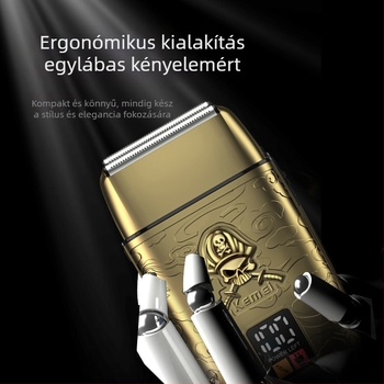 Kemei KM-TX15 elektromos borotva LCD kijelzővel, kettős visszahúzódó fej, eltávolítható és mosó fej, 120 perc üzemidő, újratölthető, kefés motor, lebegő fej