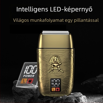 Kemei KM-TX15 elektromos borotva LCD kijelzővel, kettős visszahúzódó fej, eltávolítható és mosó fej, 120 perc üzemidő, újratölthető, kefés motor, lebegő fej