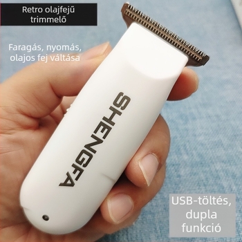 RFCD-3020 mini elektromos hajvágó, felnőttek és gyerekek számára, tölthető, rozsdamentes acél pengék, beépített 50–100 mAh akkumulátor, üzemidő 0–1 óra, zaj 36–45 dB