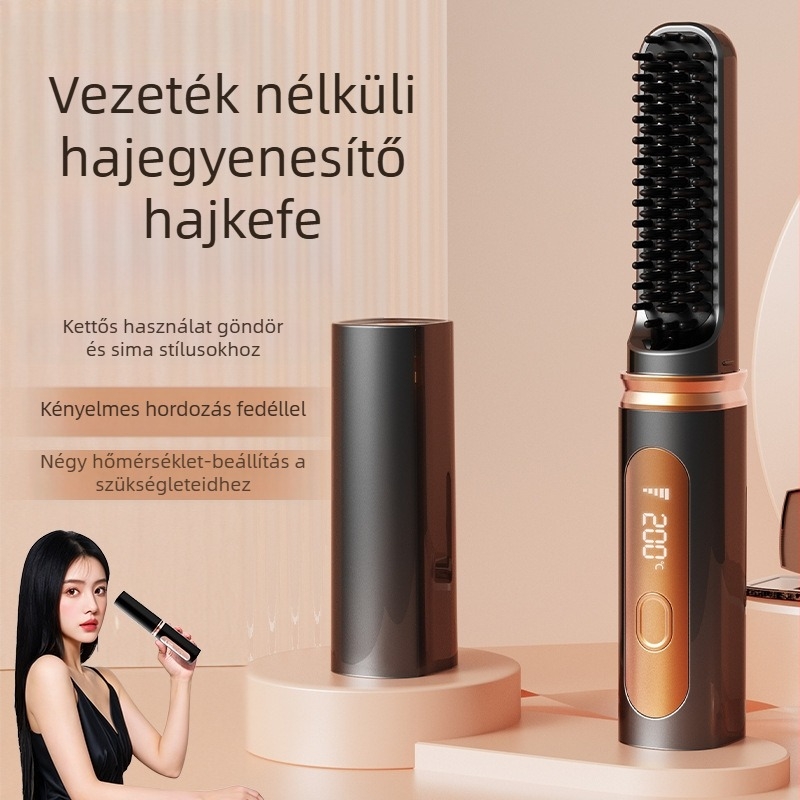 Hajvasaló – vezeték nélküli, mini hordozható, kerámia lemezek, negatív ionok, 4 hőmérsékleti szint, 35W 3.7V