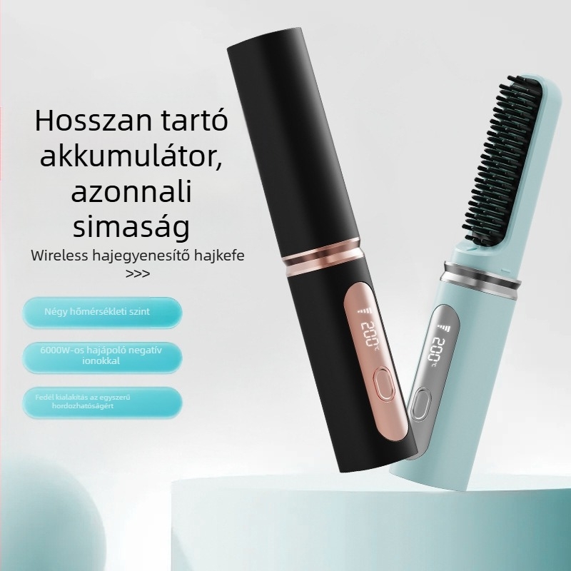 Hajvasaló – vezeték nélküli, mini hordozható, kerámia lemezek, negatív ionok, 4 hőmérsékleti szint, 35W 3.7V
