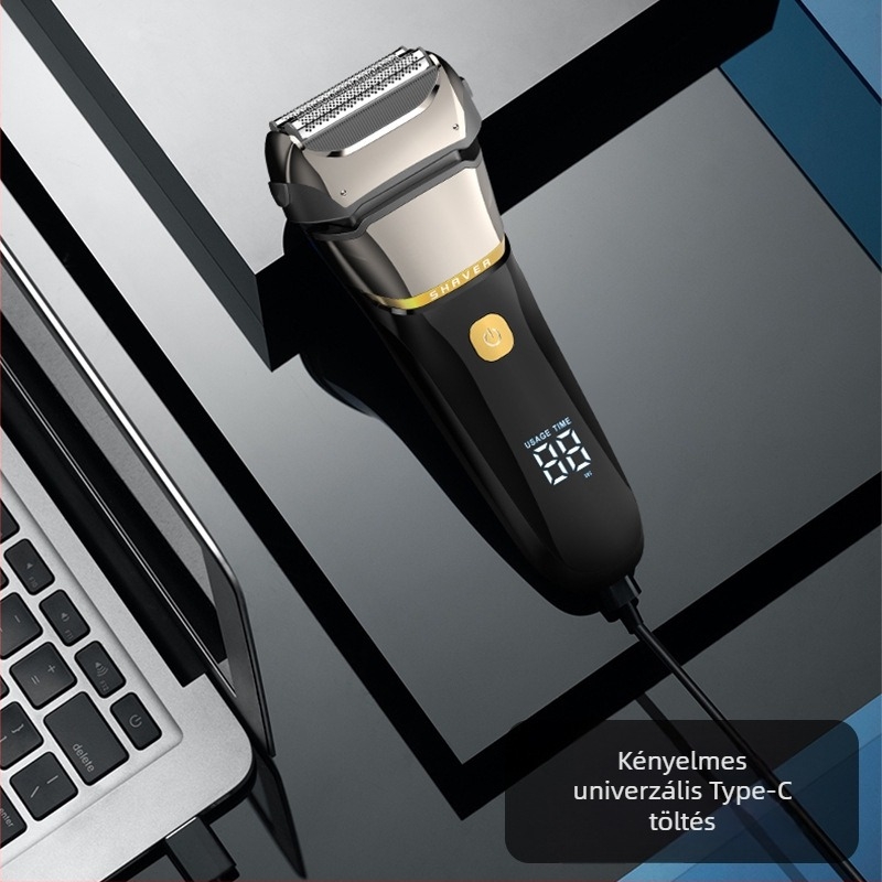 Elektromos borotva teljes test mosás funkcióval, LED kijelző, 3‑fejű reciprocáló fej, újratölthető, 5W maximális teljesítmény