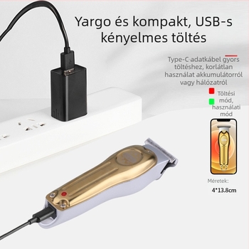 Kemei KM-679 Hajvágó brushless motorral, töltéses üzemmód, rozsdamentes acél vágófej, levehető mosható fej, alacsony zajú