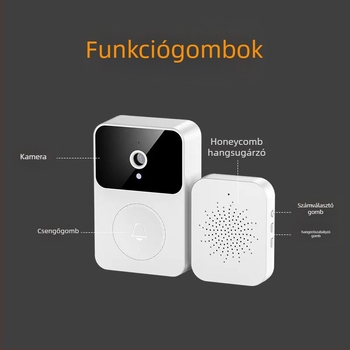 Vezeték nélküli vizuális kaputelefon, modell x9; lítium akkumulátor; 5V tápegység; zenés csengő; otthonra és irodára