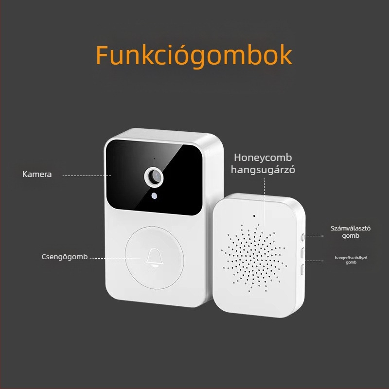 Vezeték nélküli vizuális kaputelefon, modell x9; lítium akkumulátor; 5V tápegység; zenés csengő; otthonra és irodára