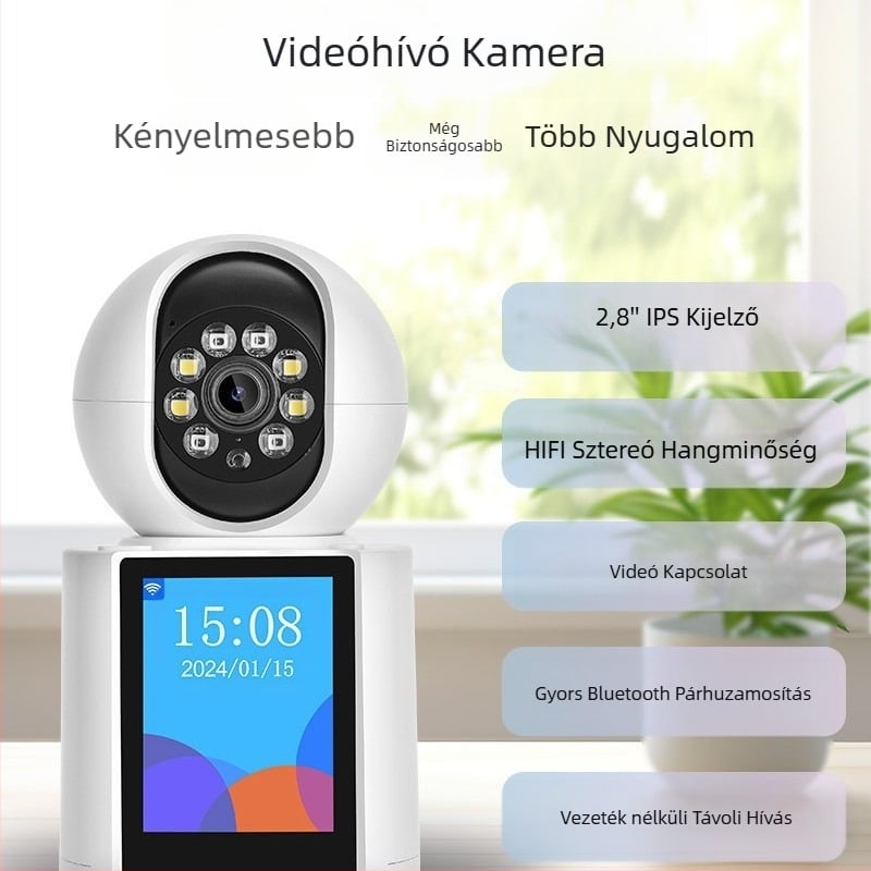 Wi‑Fi megfigyelő kamera kétirányú videóhívással idős és csecsemő felügyeletre, 2 MP, TF kártya tárhely, éjjellátás