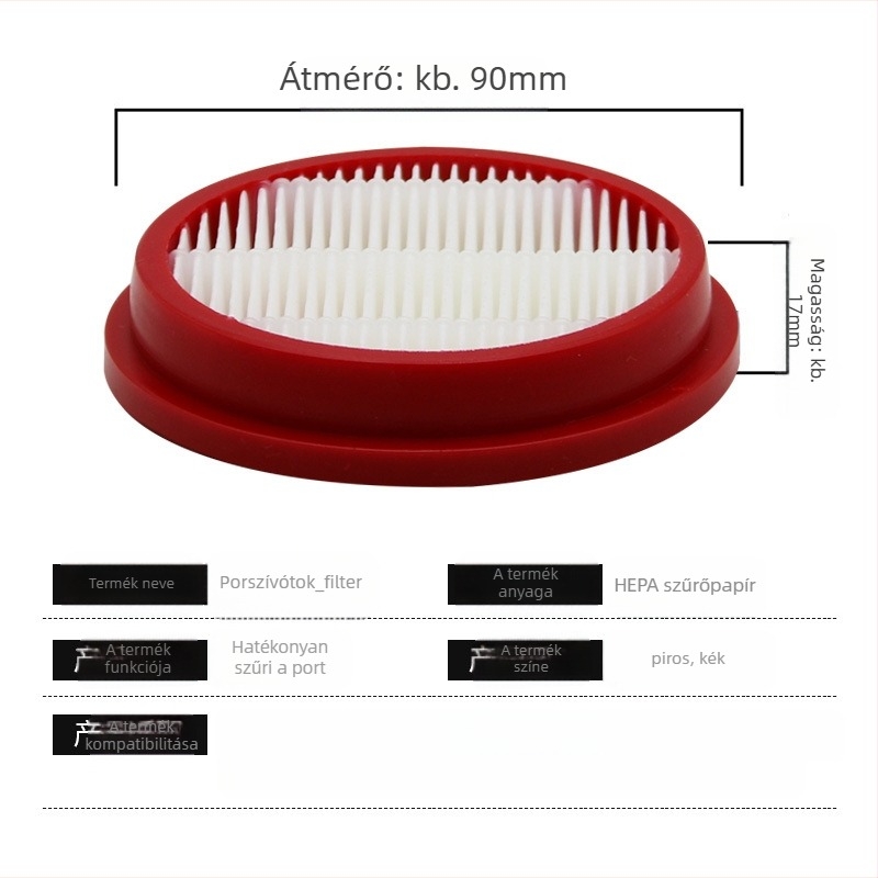 HEPA-szűrő fogyóanyag a T10Turbo PlusMix vezeték nélküli porszívóhoz; modell T10; porszívó kiegészítők; segéd tisztítás; háztartási használat; terület 10–20 m²