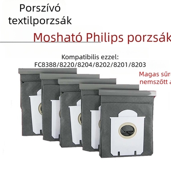 Háztartási porszívó porzsák – nemszőtt anyagból, mosható, modell 8388, Jie Chuang, alkalmas 10–20 m² területhez