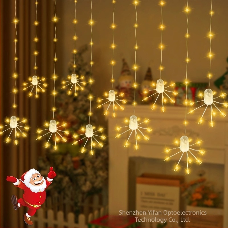 Csillag alakú függöny LED fények – Virág alakú LED-sor, akkumulátoros üzemmód, 5V bemenet, IP55