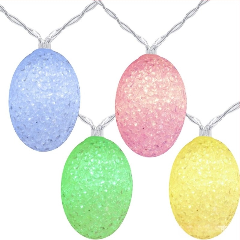 EVA húsvéti tojás LED fényfüzér - akkumulátoros, 4.5V, 2.25W, távirányítóval vagy gombos kapcsolóval, IP20, húsvéti szobadekoráció