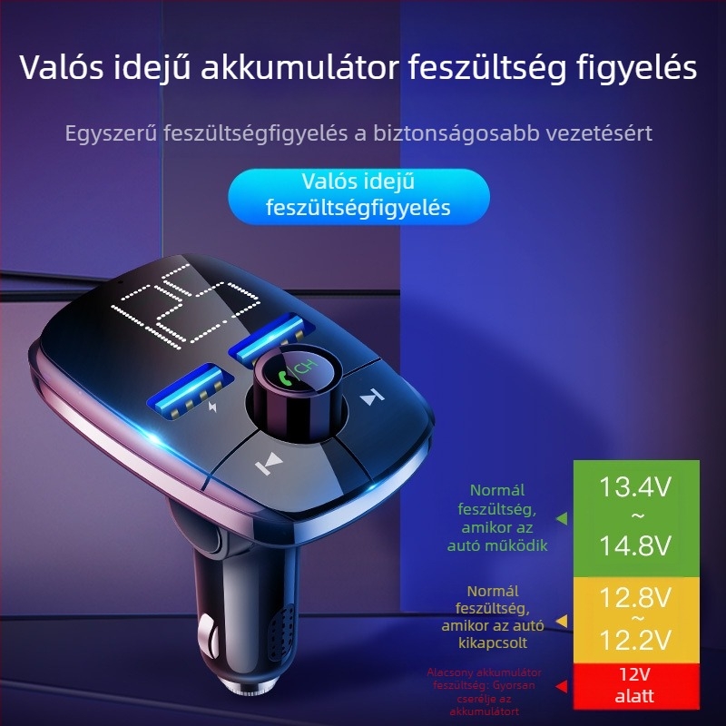 Autós MP3 lejátszó FM-rádióval, USB MP3, 12-24V tápegység, T50 modell