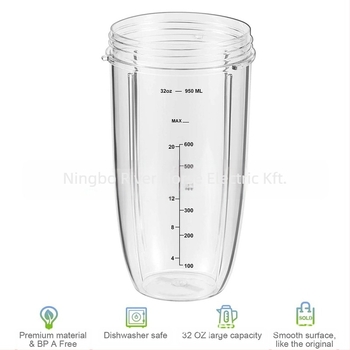 Nutri 600W/900W gyümölcscentrifuga csere nagy kapacitású pohár – 900 ml (32 oz), modell HP-NB-32OZ, beépített mérleggel