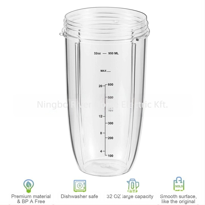 Nutri 600W/900W gyümölcscentrifuga csere nagy kapacitású pohár – 900 ml (32 oz), modell HP-NB-32OZ, beépített mérleggel