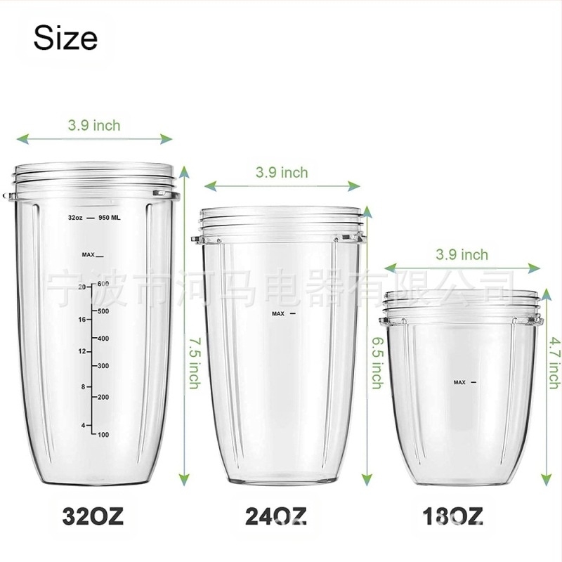 Nutri 600W/900W gyümölcscentrifuga csere nagy kapacitású pohár – 900 ml (32 oz), modell HP-NB-32OZ, beépített mérleggel