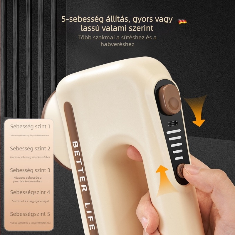 De Platinum 5-szintű vezeték nélküli kézi tojáshabosító, 150W, max. 36V