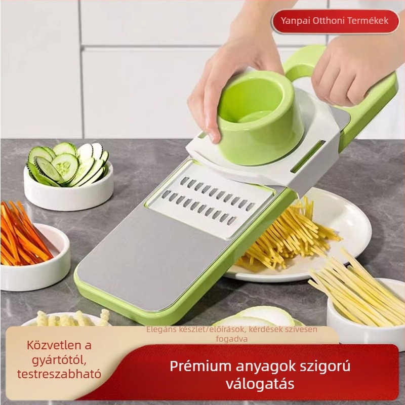 Multifunkcionális zöldségvágó - kézvédő krumpli- és uborkreszelő - testreszabható nyomtatott logóval, magáncímkére kész