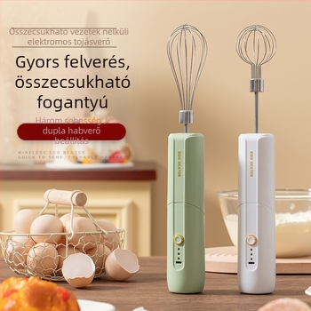 Elektromos tojáskeverő, rozsdamentes acélból, vezeték nélküli újratölthető, 1200mAh akkumulátor, 1200 rpm, 15W (rozsdamentes acél; vezeték nélküli újratöltés; 1200mAh; 1200 rpm; 15W)