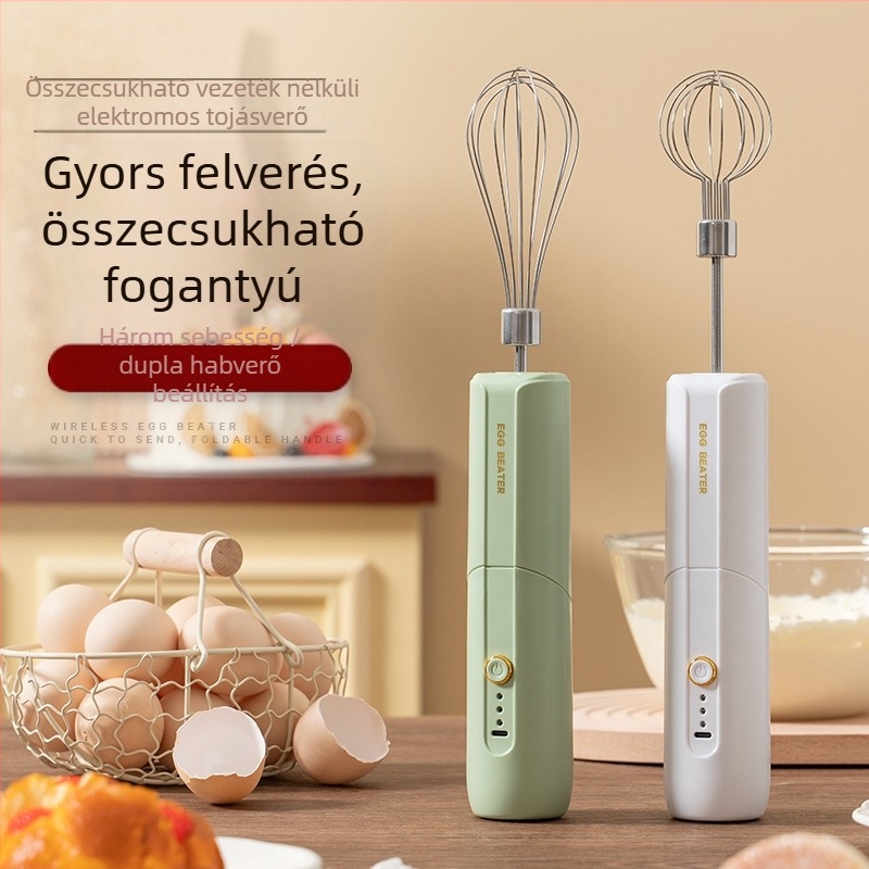 Elektromos tojáskeverő, rozsdamentes acélból, vezeték nélküli újratölthető, 1200mAh akkumulátor, 1200 rpm, 15W (rozsdamentes acél; vezeték nélküli újratöltés; 1200mAh; 1200 rpm; 15W)